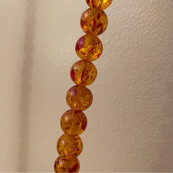 Yellow Amber Marble Long Necklace - Picture 3 of 3